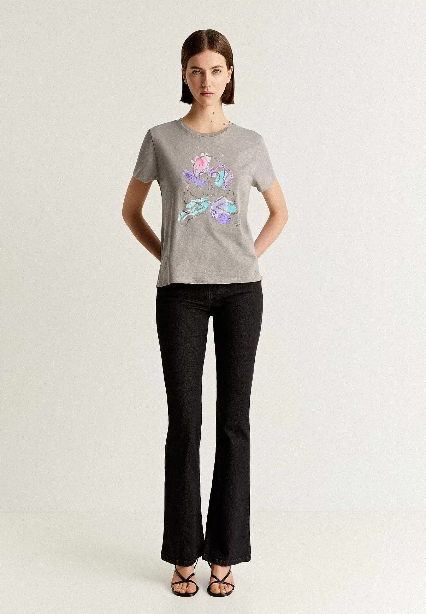 Hot Scalpers Camiseta Calavera Glitter